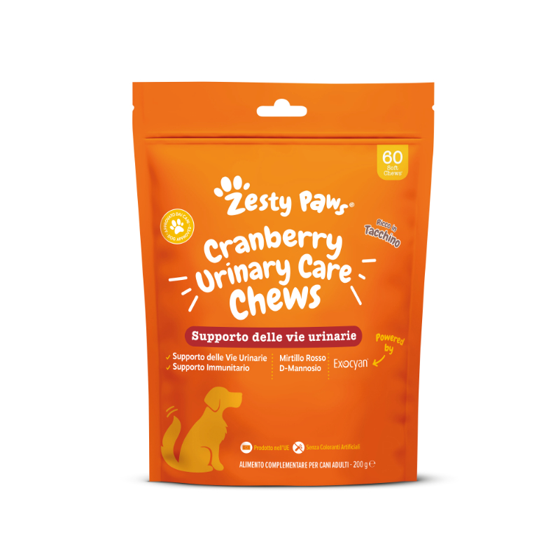 ZESTY PAWS CRANBERRY URINARY SUPPORT (60 bocconcini) – Integratore alimentare in bocconcini per la salute delle vie urinarie del cane